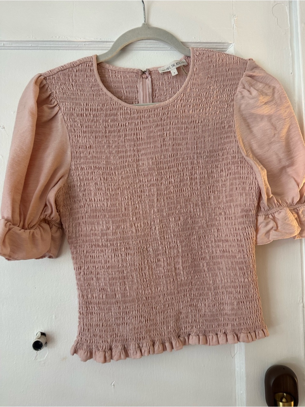 Free the Roses Blush Smocked Puff Sleeve Top